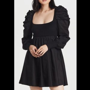 En Saison Combination Ruched Black Dress